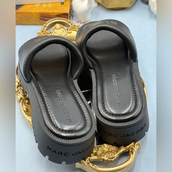 🆕 MARC JACOBS 🧿 NWOB The Lug Sole Slide, Black Leather - Sz 39 US 9 - Picture 10 of 13